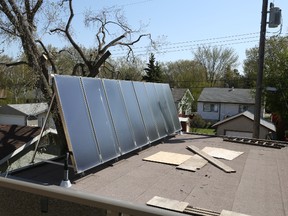 These thermal solar panels provide Kelly and Val James’ house in Holyrood with hot water.