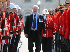 His Excellency the Right Honourable David Johnston, the Governor General of Canada, inspects RMC's Honour Guard. Steph Crosier, The Whig-Standard, Postmedia.