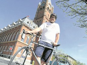 Jason Miller/The Intelligencer
Justin Jones, of Belleville On Bikes, says his advocacy group is planning to launch a campaign aimed at convincing Bridge Street East residence that adding bike lanes won't jeopardize safety on their street.  Belleville on Bikes will be beefing up efforts to promote the idea of a city-wide biking network.