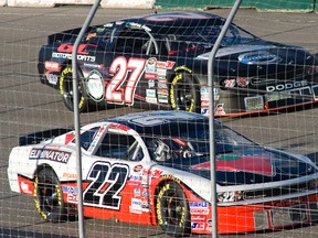 Drivers Scott Steckly (22) and Andrew Ranger are two of four NASCAR Canadian Tire Series champions on the grid for Sunday?s season-opening Pinty?s Clarington 200 at Canadian Tire Motorsports Park in Bowmanville. L.P. Dumoulin and D.J. Kennington of St. Thomas are the other two champion drivers. (Postmedia Network photo)