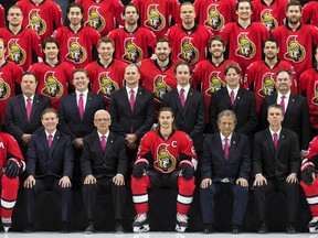 The Ottawa Senators pose for their team photo on Wednesday April 8, 2015. (Team owner Eugene Melnyk is bottom row-3rd from right) Errol McGihon/Ottawa Sun/Postmedia Network