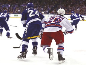 Lightning’s Ryan Callahan and Rangers’ Martin St. Louis were traded for each other last year. (AFP)