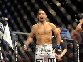 Mark Munoz celebrates his win over Chris Leben during UFC 138 at the LG Arena in Birmingham, UK, on Nov. 5, 2011. (WENN.com)