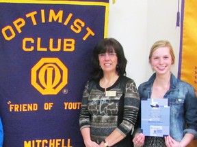 The Mitchell Optimist Club’s Essay District winner Alli Van Bakel, a student at St. Michael Catholic Secondary School in Stratford (right), poses with president Kathy Vivian. SUBMITTED