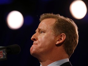 NFL Commissioner Roger Goodell speaks to the media. (REUTERS/Lucy Nicholson)