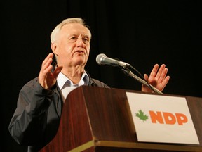 NDP candidate Ray Martin speaks to the crowd after losing his riding at the NDP Edmonton headquarters during the federal election in May 2011. LAURA PEDERSEN/EDMONTON SUN QMI AGENCY