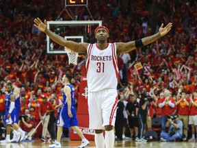 Houston Rockets guard Jason Terry (31) reacts after a play during the fourth quarter in game seven of the second round of the NBA Playoffs against the Los Angeles Clippers at Toyota Center. (Troy Taormina-USA TODAY Sports)