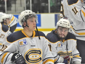 The Carleton Place Canadians show their disappointment after an RBC Cup final loss against the Portage Terriers. (Matt Hermiz, Postmedia Network)