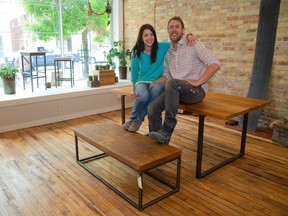 Jen Rose and Devin Miller are the co-owners of a Miller and Co., a furniture shop now located just east of Adelaide on Dundas St, in the Old East Village. (MIKE HENSEN, The London Free Press)