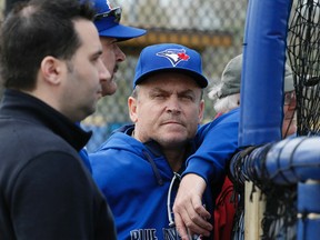 GM Alex Anthopoulos  and Jays boss Paul Beeston met yesterday to brainstorm ideas of getting the Blue Jays back on track. It’s hard to place blame on manager John Gibbons (pictured) for their poor record given the fact his pitching staff simply isn’t good enough to contend. (Stan Behal/Toronto Sun)