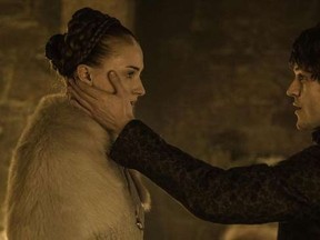 Sansa Stark (L ) and Ramsay Bolton. 

(courtesy HBO)