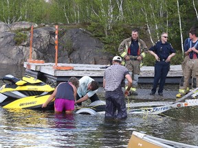 Gino Donato/The Sudbury Star
A Sudbury man is thankful for the quick action of boaters who rescued him from his sinking Sea-Doo in Sudbury, Ont. on Monday May 18, 2015.