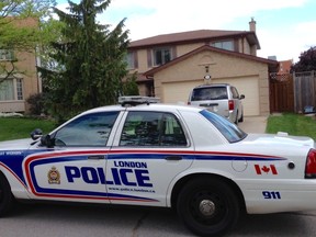Police were on scene at 26 Applegreen Grove where a five-year-old girl was stabbed on Tuesday May 19, 2015. (MIKE HENSEN, The London Free Press/Postmedia Network)