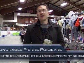 Employment Minister Pierre Poilievre in a YouTube video aimed at voters. (YouTube)
