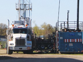 No, this rig didn’t strike oil near the skate park last week. but it was undergoing some maintenance work.