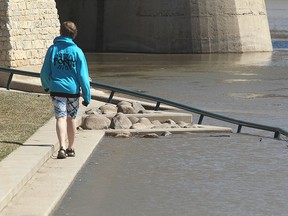 Winnipeg's riverwalk has been flooded out yet again, this time following a prolonged Colorado low that brought heavy rain and snow. (BRIAN DONOGH/WINNIPEG SUN FILE PHOTO)