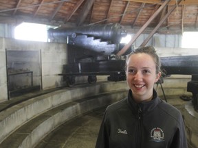 Interpreter Sheila Williams stands inside Kingston's Murney tower, the oldest museum in the city, which is celebrating its 90th anniversary during an official opening of the season on Thursday. (Michael Lea/The Whig-Standard)