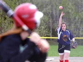 Danika Loiselle of College Notre Dame pitches in the 'A' Division championship game against L'Horizon at Terry Fox Sports Complex in Sudbury, Ont. on Tuesday May 19, 2015.