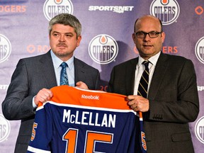 Oilers GM Peter Chiarelli and head coach Todd McLellan. (Codie McLachlan, Edmonton Sun)