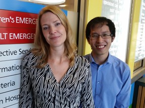 Dr. Mandi Newton and Conrad Tsang pose at the University of Alberta Hospital in Edmonton. Photo Supplied