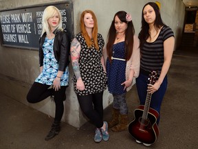 From left: Kira Longeuay, Mercedes Lander, Dana Hartman and Bri Lue-Kim are the Alcohollys. (MORRIS LAMONT, The London Free Press)