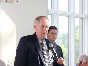 County Warden David Mayberry spoke to a full crowd at the Elm Hurst Inn during a breakfast event on Thursday. Mayberry said he is overwhelmed by the opportunities for Oxford. (MEGAN STACEY/Sentinel-Review)