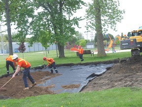 Work began this week on the construction of the new pavilion at Miller Park. Crews began by excavatio nthe foundation and preparing it before the general contrctor comes to begin constructing the pavilion.