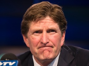 New Leafs coach Mike Babcock at his introductory news conference on Thursday morning. (Craig Robertson/Toronto Sun)