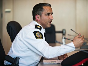 Insp. Chad Tawfik speaks about counter-terrorism strategies being used by the Edmonton Police Service during an Edmonton Police Commission meeting at City Hall in Edmonton, Alta. on Thursday, May 21, 2015. Codie McLachlan/Edmonton Sun/Postmedia Network
