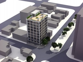 EcoCorner's preliminary rendering of a proposed nine-storey condo for 339 Cumberland St. The building would have no car parking onsite, but it would have underground bike parking. Submitted photo OTTAWA SUN/POSTMEDIA NETWORK