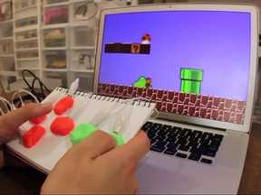 A Play Doh game pad powered by Makey Makey. (Video screenshot)