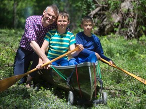 Joe Gansevles, at right, with his sons, Evan, 9, and Oliver, 7. (CRAIG GLOVER, The London Free Press)
