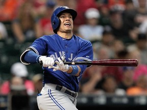 Ryan Goins was hurt in the fifth inning on Saturday but bounced right back in the sixth inning. (Getty Images/AFP)