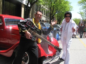 Elvis impersonators Brian Corriveau, left, and Jeff Parker crooned classics from the King to go along with the classic cars that lined downtown Chatham for RetroFest 2015 on May 23.