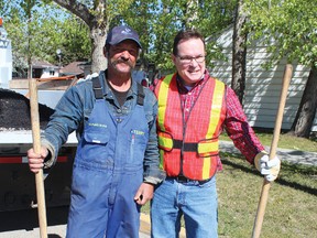 Operator 3 Terry Carrothers was teamed up with Drayton Valley Mayor (Glenn McLean this year as the pair tackled some potholes on the roads near St. Anthony School.