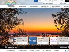 A screen shot of the City of Quinte West’s new homepage. The municipality officially launched the site Monday morning.