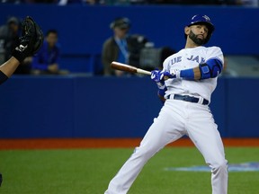 Blue Jays' Jose Bautista isn't sure when he'll return to the lineup as he continues to deal with a shoulder problem. (JACK BOLAND/TORONTO SUN)
