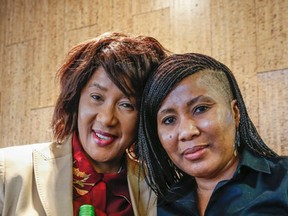 Dr. Makaziwe Mandela and Tukwini Mandela, the daughter and granddaughter of former South African president Nelson Mandela, in Toronto to introduce their House of Mandela Sauvignon Blanc wine Monday, May 25, 2015. (Dave Thomas/Toronto Sun)