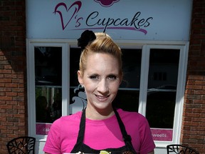 Veronick Ayling poses for a photo in front of her cupcake store in Manotick Tuesday May 26, 2015. Veronick is hosting a Lyme disease fundraiser at her store Saturday for Paige Spencer. (Tony Caldwell/Postmedia Network)