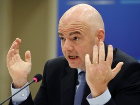 UEFA General Secretary Gianni Infantino says the upcoming FIFA presidential elections should be postponed after high-ranking FIFA members were arrested on suspicion of corruption on Wednesday. REUTERS/Leonhard Foeger