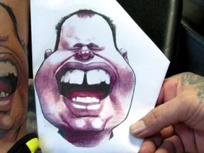 Tattoo of Frankie MacDonald. 

(YouTube/ErnestAcosta)