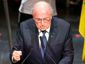 FIFA President Sepp Blatter makes a speech during the opening ceremony of the 65th FIFA Congress in Zurich, Switzerland, May 28, 2015. (REUTERS/Arnd Wiegmann)
