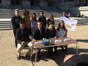 Campaign against menthol cigarettes at the Alberta Legislature calling on the NDP to ban menthol cigarettes. (MATT DYKSTRA PHOTO)