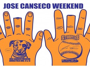 The Sonoma Stompers will be giving away finger-less foam hands as part of Jose Canseco Weekend next month.