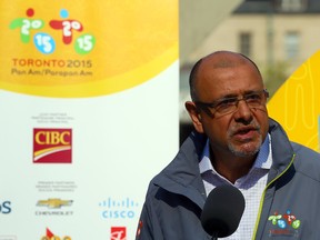 Pan Am 2015 CEO Saad Rafi during the unveiling of the Pan Am Games medal podiums at Nathan Phillips Square on Thursday, May 28, 2015. (Dave Abel/Toronto Sun)
