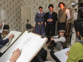 Members of the Salon Acting Company pose as Isabella, Oliver Mowat, Sir John A. Macdonald and young Calvin Hobbes for a special session of local artist Joanne Gervais' weekly Portrait and Figure Group at St. Andrew's Manse on Jan. 6, 2015. (Julia McKay/The Whig-Standard)