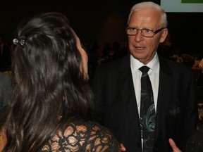 Senators GM Bryan Murray talks to a guest at the United Way Community Builder awards Thursday, May 28, at the Shaw Centre in Ottawa. (Keaton Robbins/Ottawa Sun)