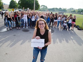 Laura Anderson and scores of other A.B. Lucas secondary school students defied the school?s dress code in a protest this week. Anderson organized the protest after being sent home to change by a vice-principal. (The London Free Press file photo)