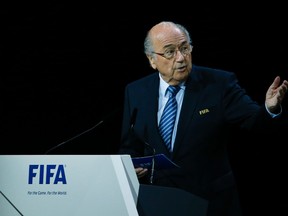 FIFA President Sepp Blatter delivers an opening speech at the 65th FIFA Congress in Zurich, Switzerland, May 29, 2015. (REUTERS/Ruben Sprich)