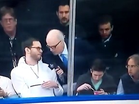 A New York Rangers fan gives a hilarious interview with Hockey Night In Canada reporter Scott Oake last night. (YouTube screengrab)